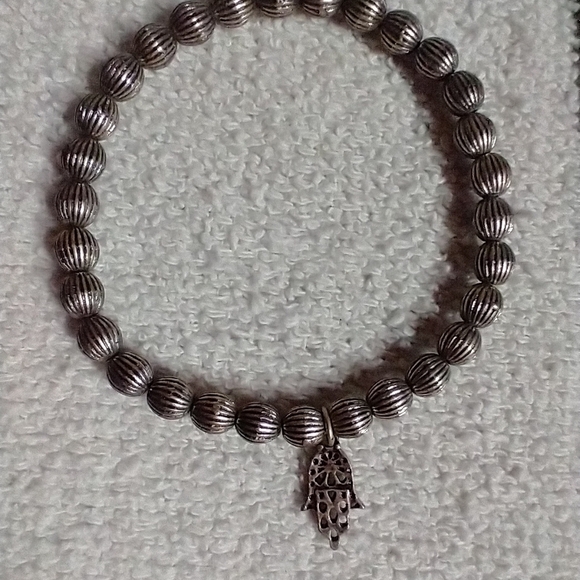 Silvertone stretch bracelet decorative approx. - Picture 1 of 2